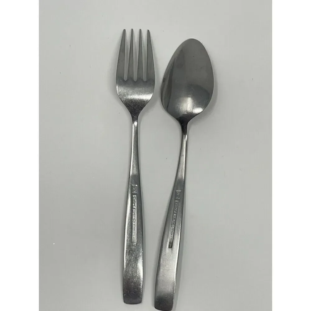 United Silver Stainless Flatware Oval Place Spoon 7.5” Dinner Fork 7.75”